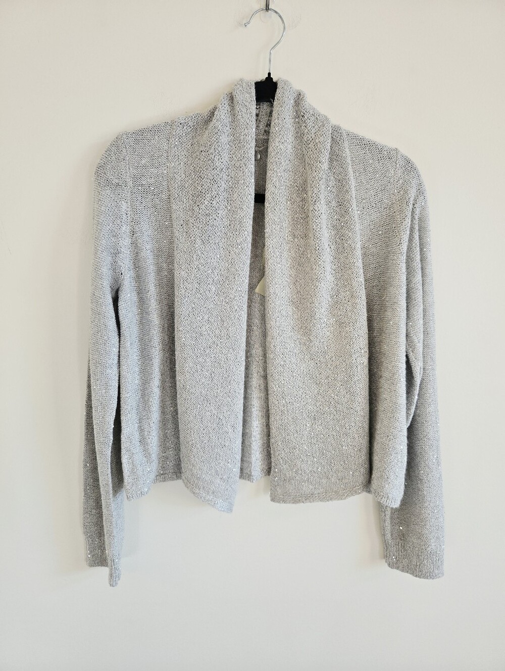 ANTHROPOLOGIE KNITTED & KNOTTED | NWT S Knitted Sequin Cardigan | grey